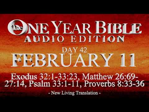 Day 42 | February 11 | One Year Bible Audio | Ex 32-33, Matt 26-27, Ps 33, Prov 8