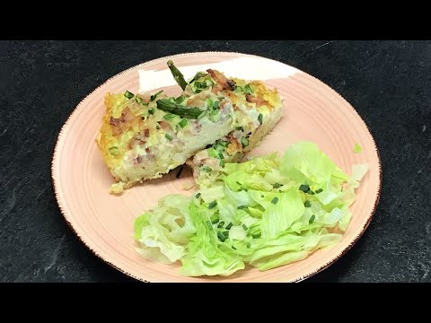 Quiche croûte de riz aux asperges vertes/Rice crust quiche recipe with green asparagus