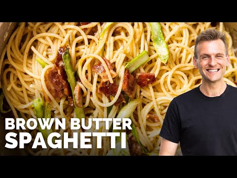 Brown Butter Spaghetti with Bacon & Asparagus