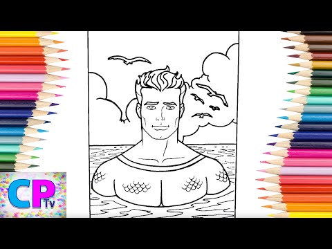 Aquaman in the Sea Coloring Pages, Aquaman Prepares for The Action,Superhero Drawing