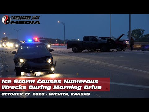 Historic Ice Storm Causes Morning Crashes - 10/27/2020 Wichita, KS