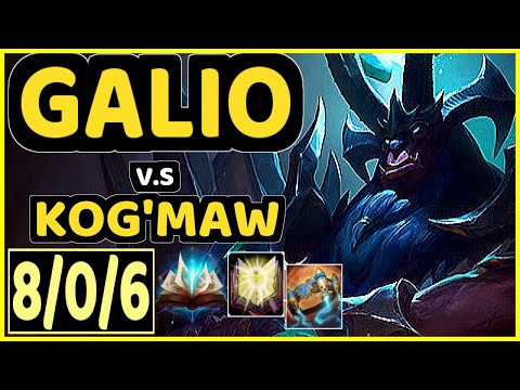XAKY (GALIO) vs KOG'MAW - 8/0/6 KDA MID GAMEPLAY - EUW Ranked GRANDMASTER