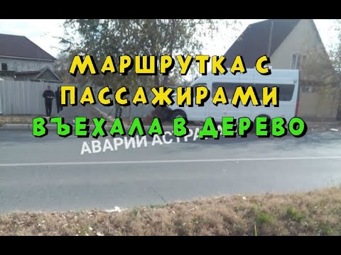 В Астрахани маршрутка с пассажирами въехала в дерево.