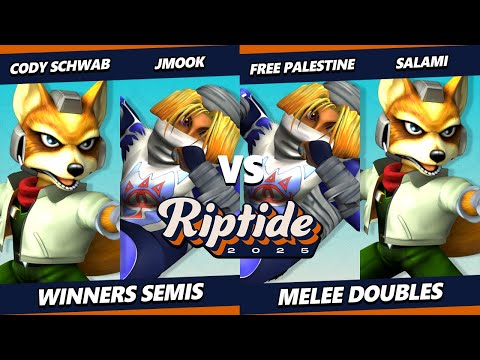 Riptide 2025 TOP 8 - Cody Schwab & Jmook Vs. Free Palestine & salami - Smash Melee - SSBM