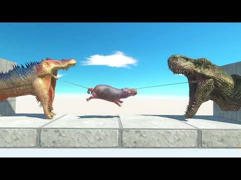 Spino and Rex Crazy Scramble for food - Animal Revolt Battle Simulator