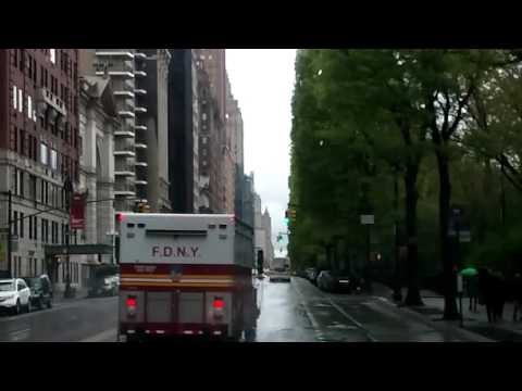 FDNY Mask Service Unit 1 Passing By On Central Park West In Manhattan, NYC