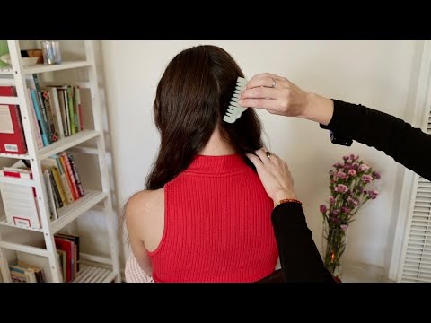 ASMR | Hair Play, Jade Comb, Hair Parting, Hair Brushing, Back Scratching (No Talking, Real Person)