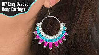 ✨ DIY Seed Bead Hoop Earrings Tutorial | Herringbone Stitch!