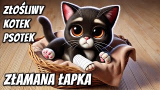 Złośliwy kotek Psotek ma złamaną łapkę - okładka bajki audio