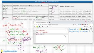 python • chaine de caractères (string) • Notions de base: taille len manipulation slicing SNT