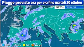 Le piogge previste ora per ora