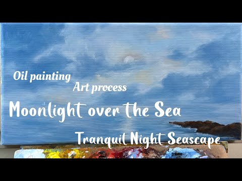 Moonlight Ocean Oil Painting | Easy Seascape Tutorial |  Using the Three Primary Colors