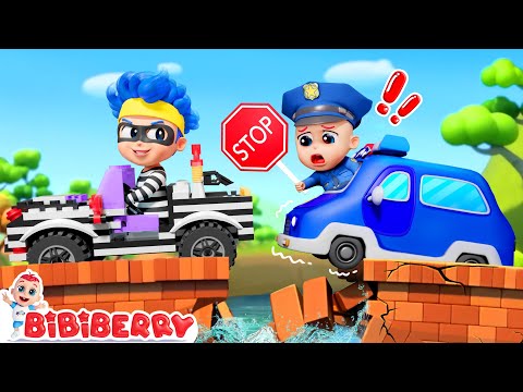 Police Car Chase Stranger Danger 🚓 Car Garage Adventure | Kids Songs | Bibiberry Nursery Rhymes