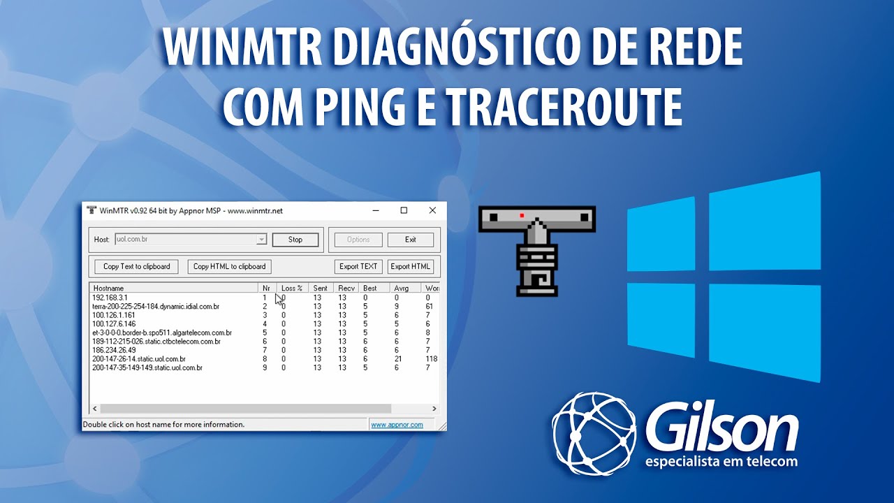 WinMTR Diagnóstico de Rede com Ping e Traceroute (Tempo de Resposta e Rota)