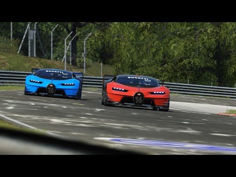 Bugatti Vision GT Red vs Bugatti Vision GT Blue at Nordschleife