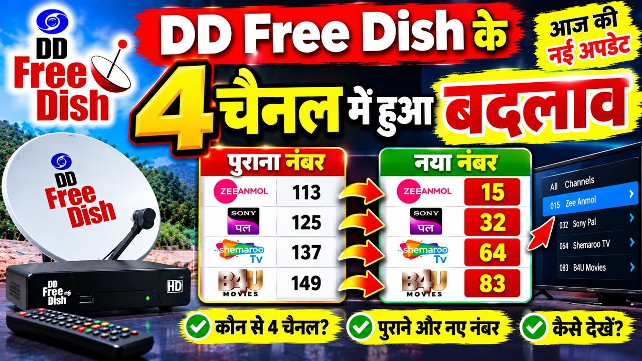 4 Channels के नंबर बदले! 🚨 DD Free Dish New Channel Number List 2026
