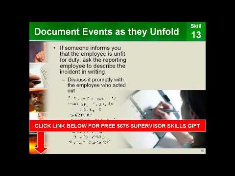 Skill 13 Unfit for Duty Employees  New & First Time & Experienced Supervisors Skills Training