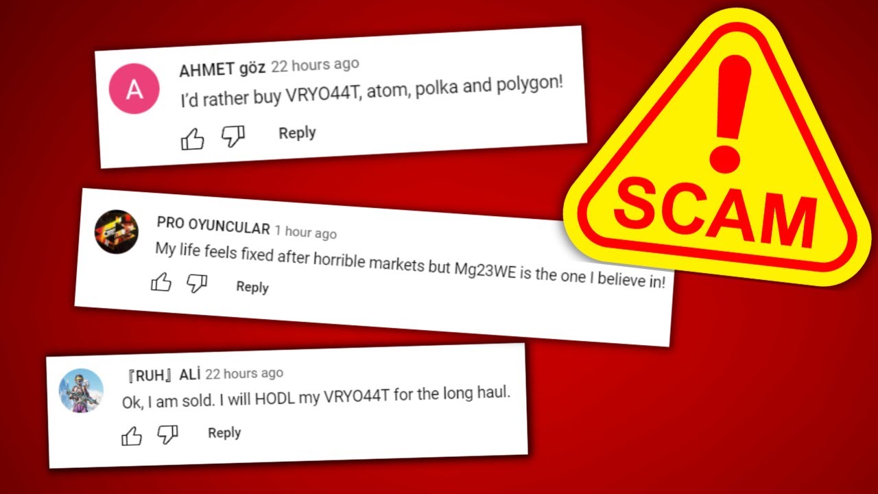 YouTube Crypto Comment Scams Beware!