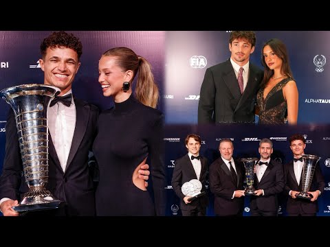 Lando Norris lifts the F1 Championship Trophy with Charles Leclerc & Oscar at FIA Ceremony | BTS 
