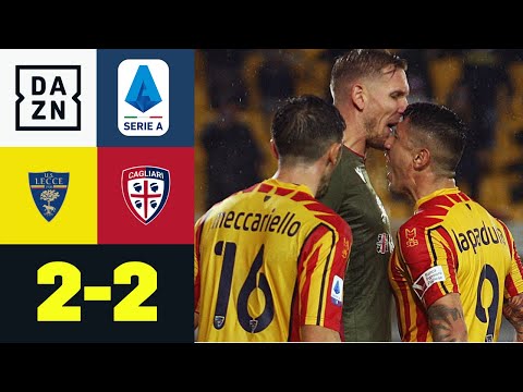 Verrücktes Nachholspiel: Regen, Rangeleien, rote Karten: Lecce – Cagliari 2:2 | Serie A | DAZN