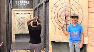 Family Axe Throwing Challenge | Dueling Axes Las Vegas at Area15