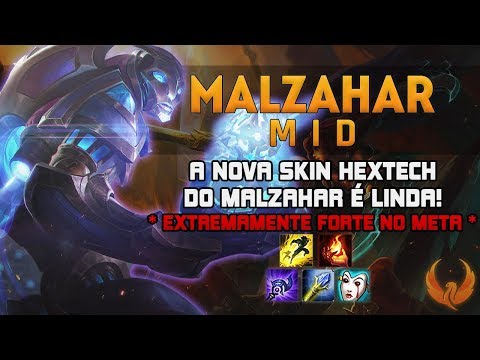 NOVA SKIN HEXTECH DO MALZAHAR É LINDA! *EXTREMAMENTE FORTE NO META* - MALZAHAR MID GAMEPLAY [PT-BR]