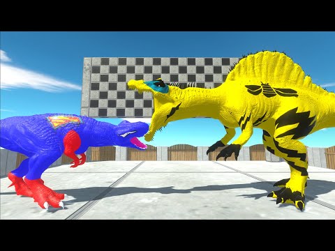 BUMBLEBEE SPINO VS SUPERMAN T-REX VS 2X HULK CARCHAR - Animal Revolt Battle Simulator