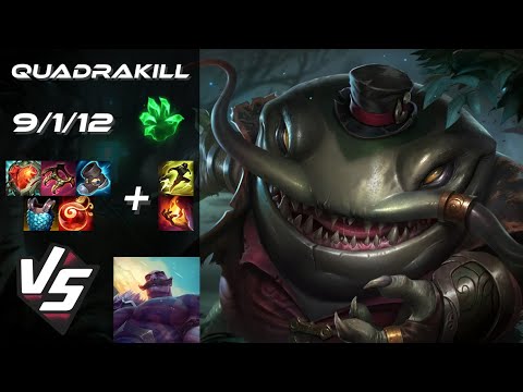 SUPPORT Tahm Kench vs Braum [QUADRAKILL] - NA Grandmaster Patch 26.1