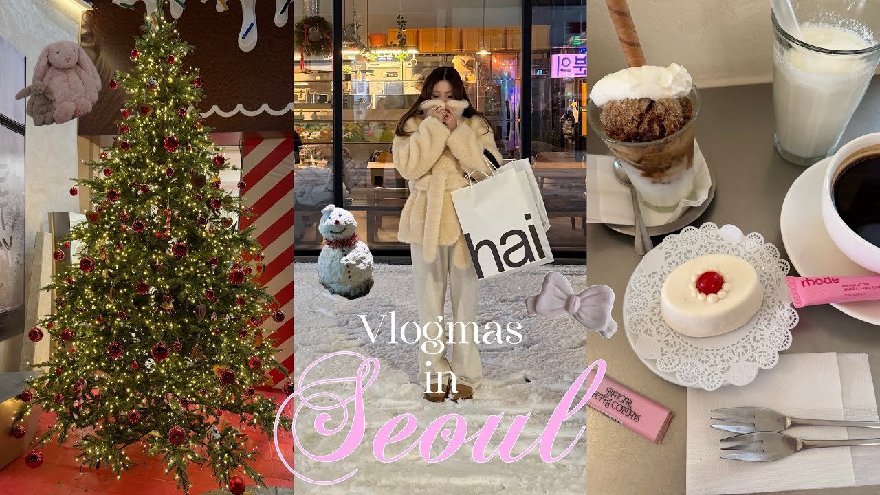 【韓国vlog】初雪☃最新母娘で行くクリスマスムードの4泊5日韓国旅行/おしゃれカフェ&ホットなショップ巡り/購入品紹介/ vlogmas in Seoul