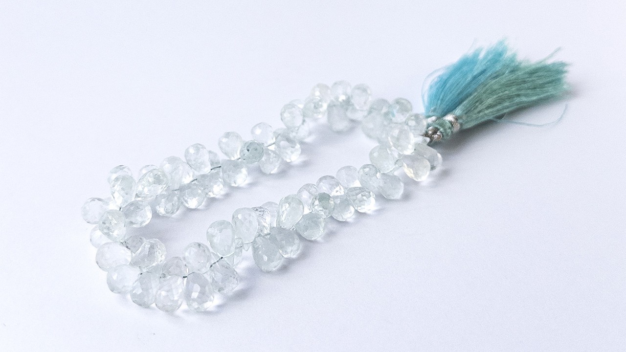 Sky blue Topaz | Faceted Teardrop Briolette | 5.5-6mm Bead Size | 19cm Strand Length | 70 Pieces video