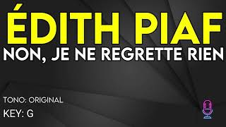 Edith Piaf - Non, Je Ne Regrette Rien - Karaoke Instrumental