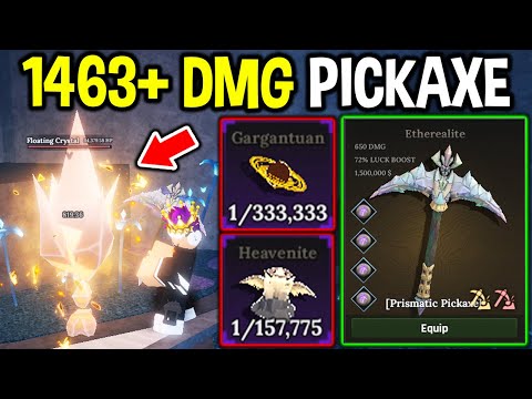 Use This SECRET 1463 DAMAGE PRISMATIC PICKAXE for RAREST GARGANTUAN ORE in The Forge Roblox