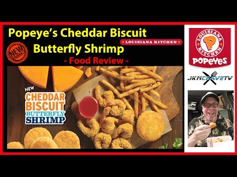 Popeyes Cheddar Biscuit Butterfly Shrimp Taste Test Review | JKMCraveTV