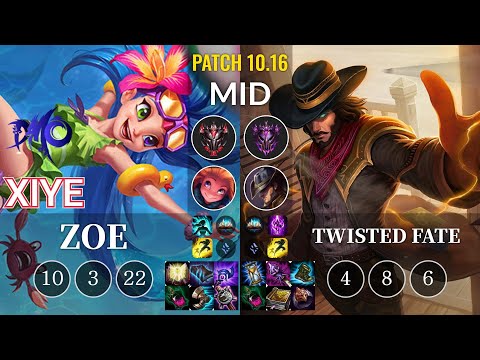 DMO xiye Zoe vs Twisted Fate Mid - KR Patch 10.16