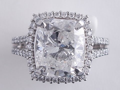 5.60 ctw Cushion Cut F SI2 Diamond Engagement Ring - BigDiamondsUSA