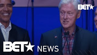 Barack Obama All Laughs After Bush Whispers Something During Bill Clinton Speech