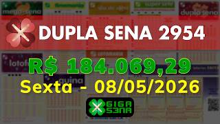 Resultado da Dupla Sena 2954, Sexta-feira, 08/05/2026