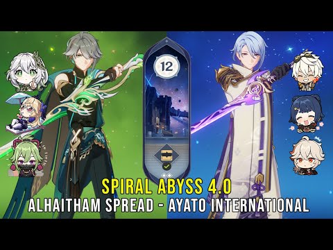 C0 Alhaitham Spread and C0 Ayato International - Genshin Impact Abyss 4.0 - Floor 12 9 Stars