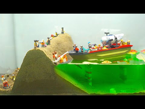 LEGO DAM BREACH EXPERIMENT WITH GIANT LEGO SHIP