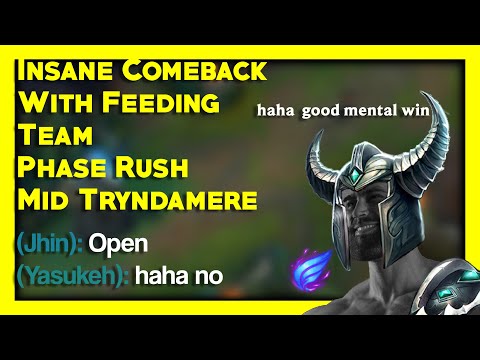 INSANE Comeback with Feeding Team - Phase Rush Mid Tryndamere Vs. Azir