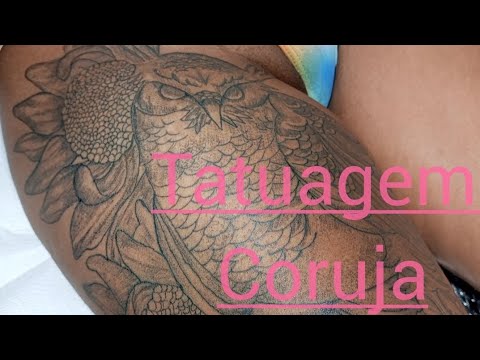 Tatuagem Coruja Whip Shading Leo Colin Colin Tattoo floral