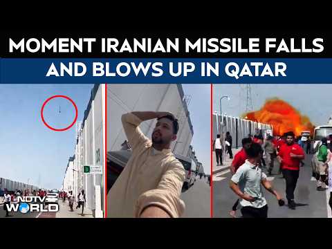 Moment Iranian Missile Falls And Blows Up In Qatar
