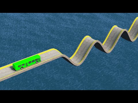 Impossible Wave Bridge Crossing Cars Vs Deep Water - BeamNG.Drive