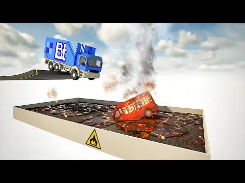 Cars Falls into Lava Pool | Teardown