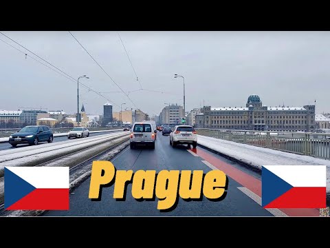 ❄️Driving from Vrbičany in the Czech Republic to the capital Prague ❄️with ❄️snowfall❄️