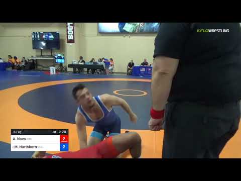 2018 Marine Corps US Open/UWW Junior Greco Roman 63 Rnd Of 16 - Angel Nava (WBC) Vs. Mason Hartsho