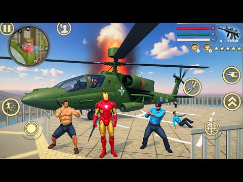 Iron Rope Hero Vice Town City - Fun at Military Helipad - Android Gameplay