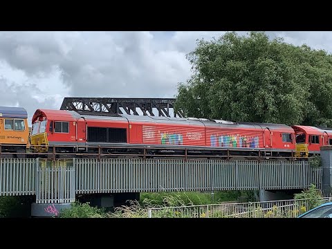 GBRF and DB Class 66 Convoy Passing Peterborough East Jn