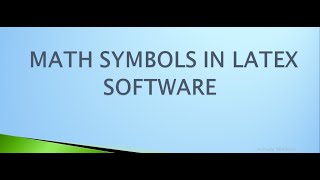 MATH symbols in LaTex softwares| commands of math symbols in LaTeX