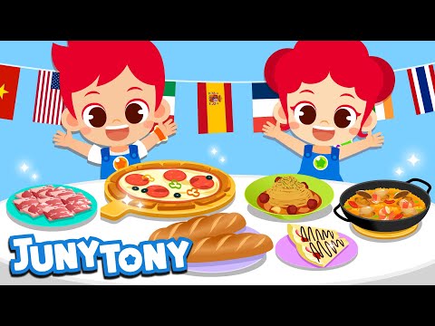 Food Trip Around the World | Are You Hungry? | World Song for Kids | Let's Eat Yummy Food | JunyTony
